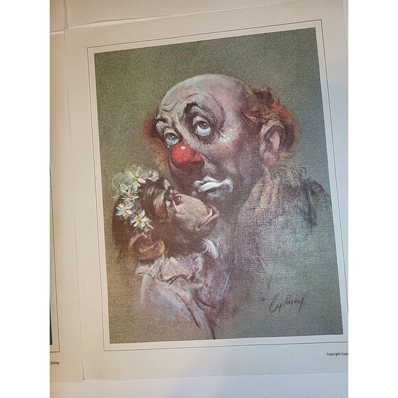 Vintage Cydney Grossman Clown Canvas Prints Lot Of 4 Unframed Approx. 8.5"x6.5" - Picture 5 of 6